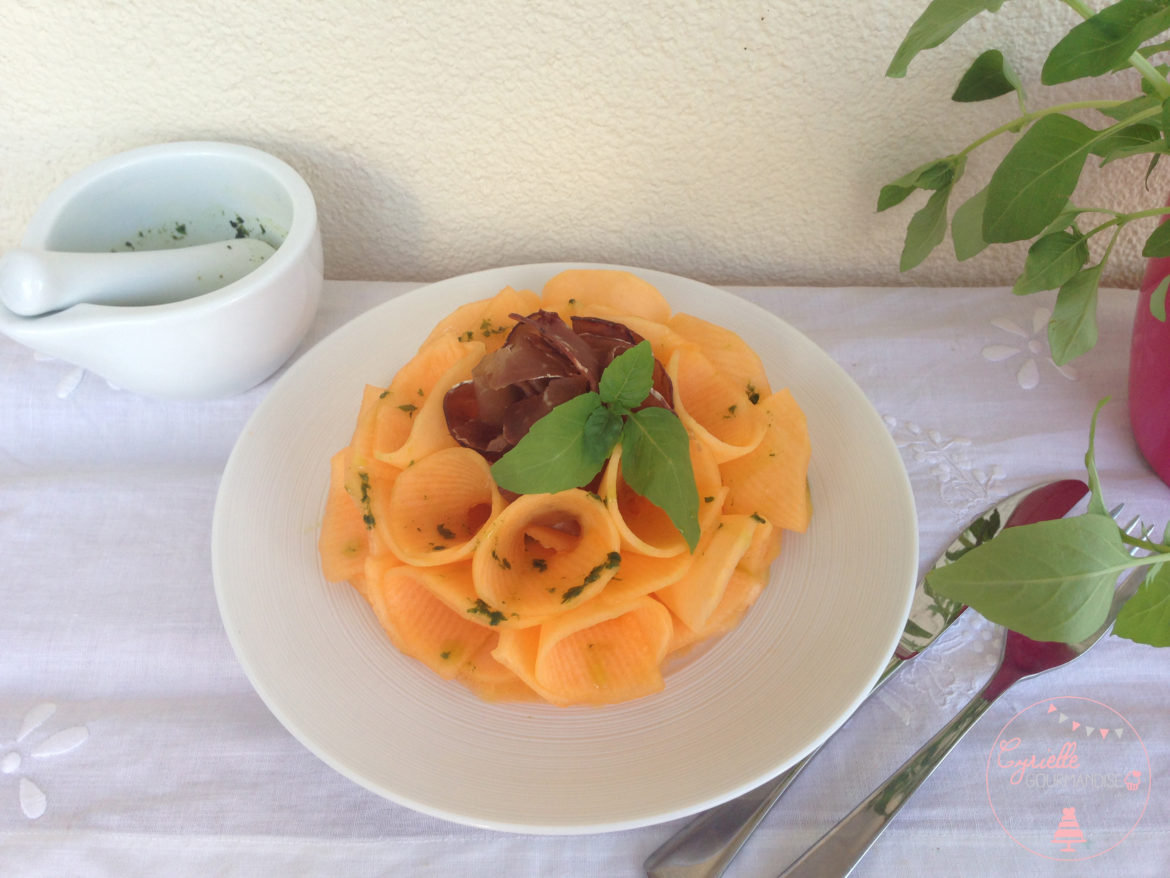 Carpaccio de melon, bresaola et huile de basilic {Battle Food #34}