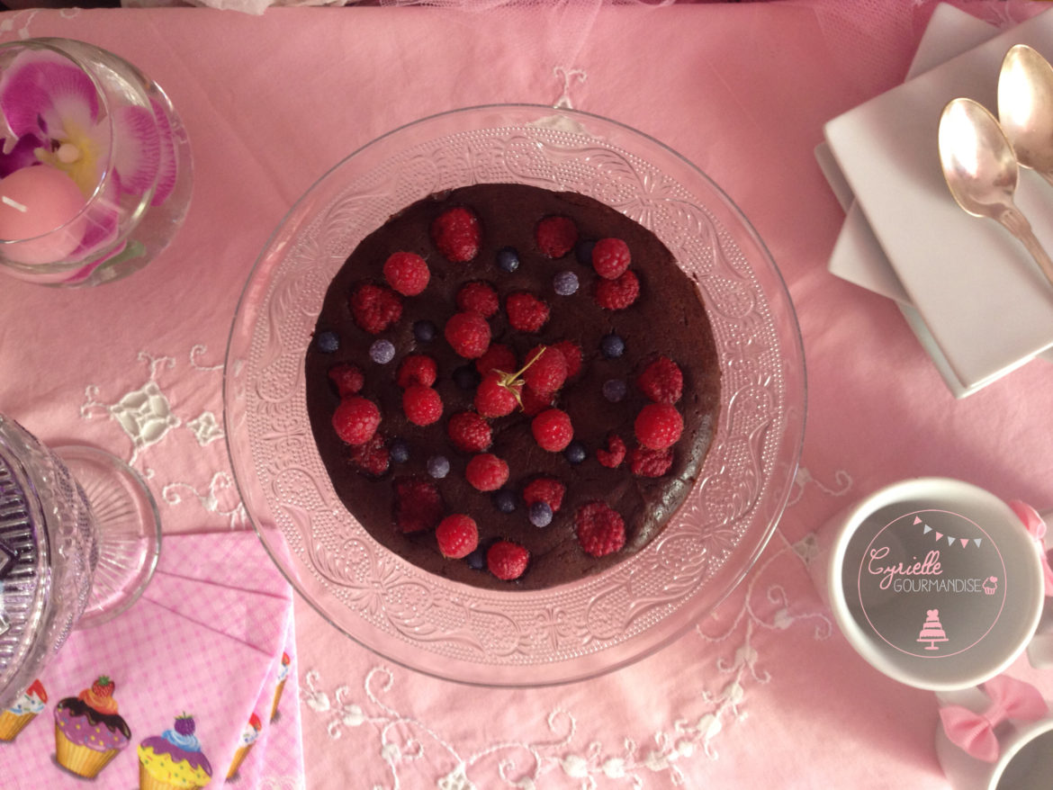 Fondant au chocolat Monbana, mascarpone, framboise-violette