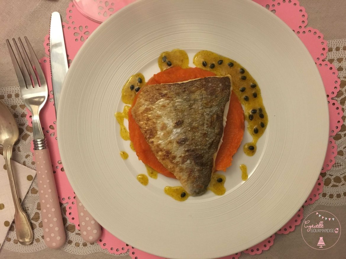 Dorade à l’unilatérale, sauce Passion-Vanille, Mousseline de Carotte ♥ Valentines Week ♥