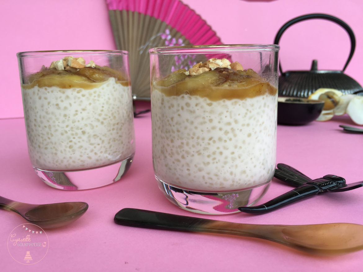 Perles du Japon au lait de coco, bananes caramélisées façon  Chè chuối Vietnamien