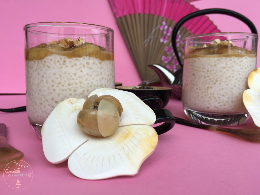 Perles du Japon au lait de coco, bananes caramélisées façon Chè chuối