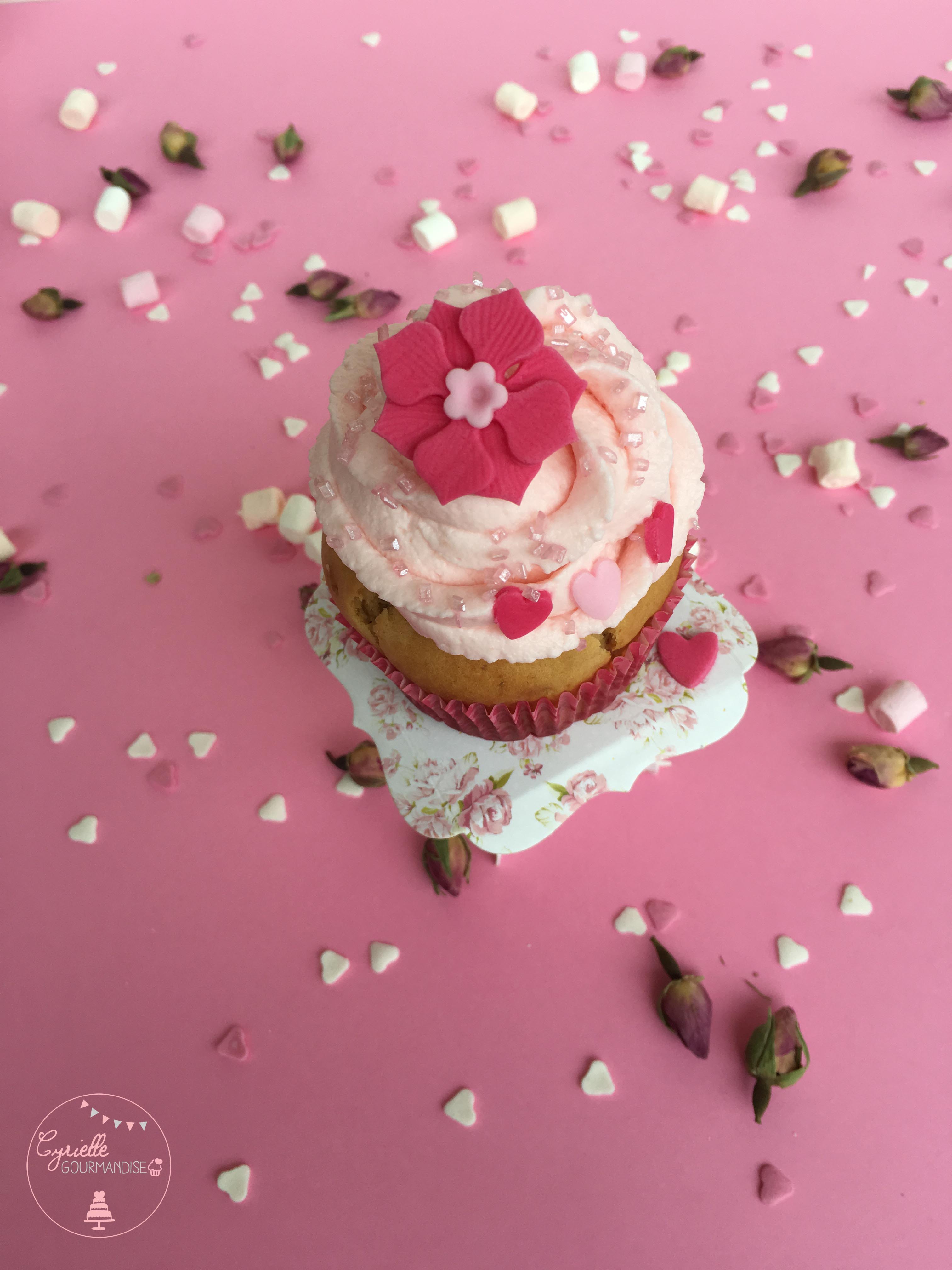 Cupcake rhubarbe rose