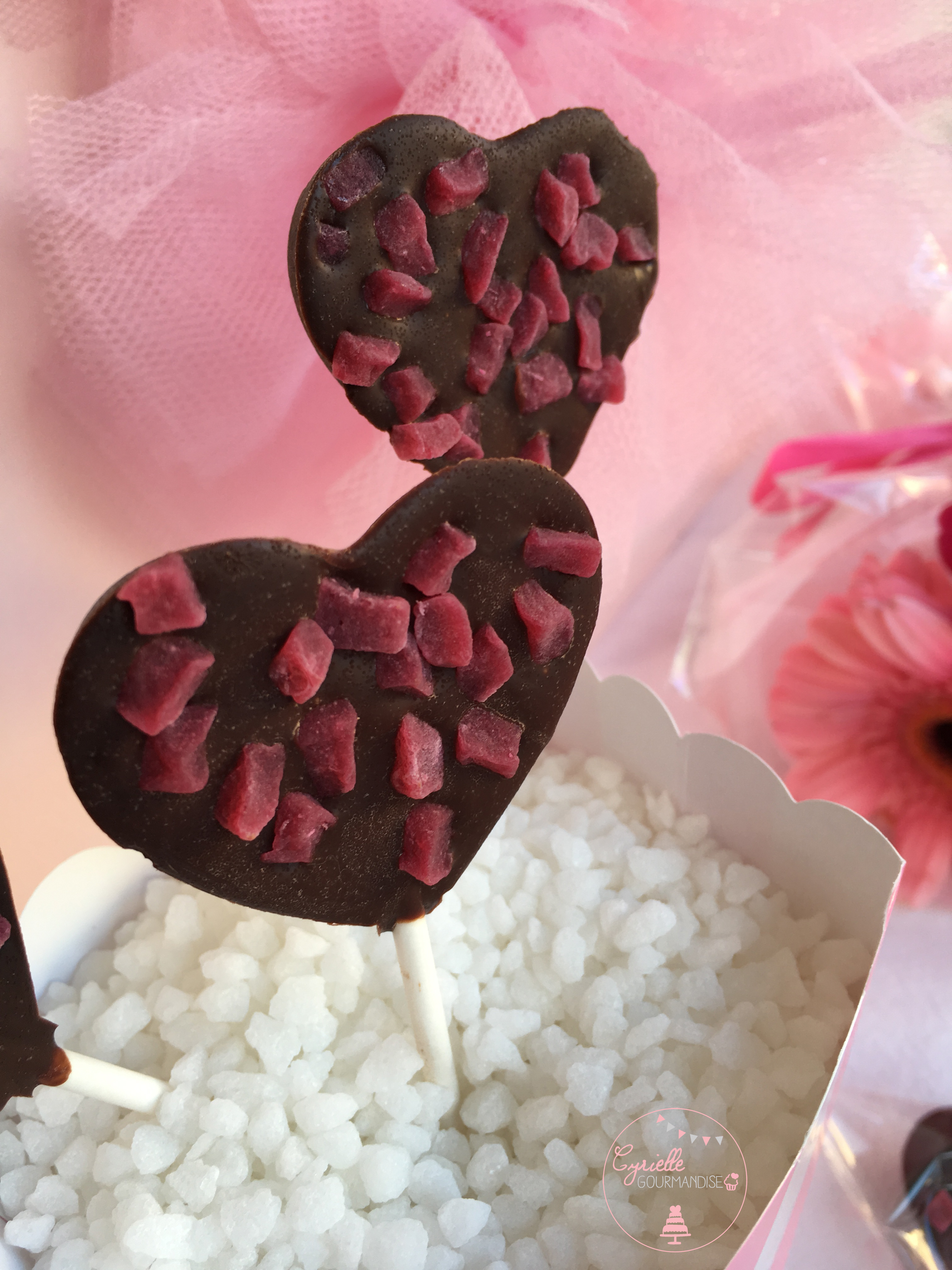 Sucettes chocolat framboise 4