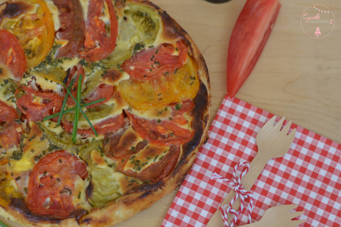 Tarte arc-en-ciel aux tomates et moutarde au Yuzu