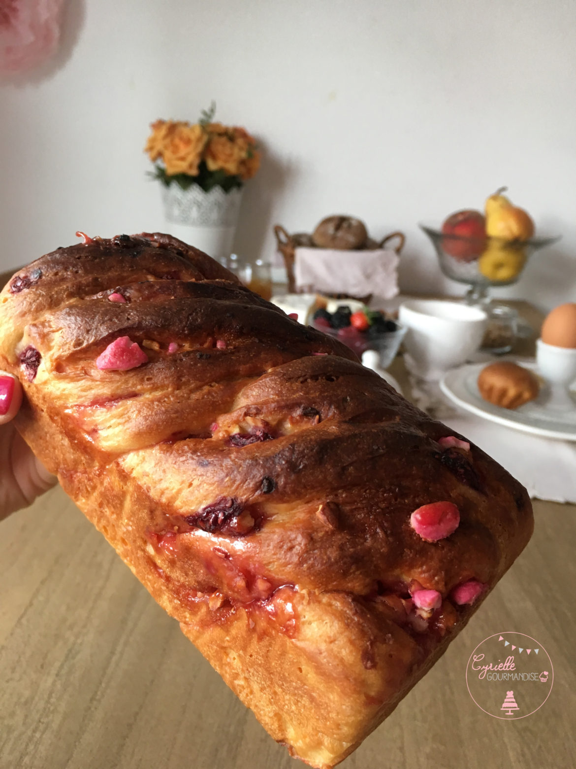 Brioche Pralines Roses-Framboise façon Krantz Cake