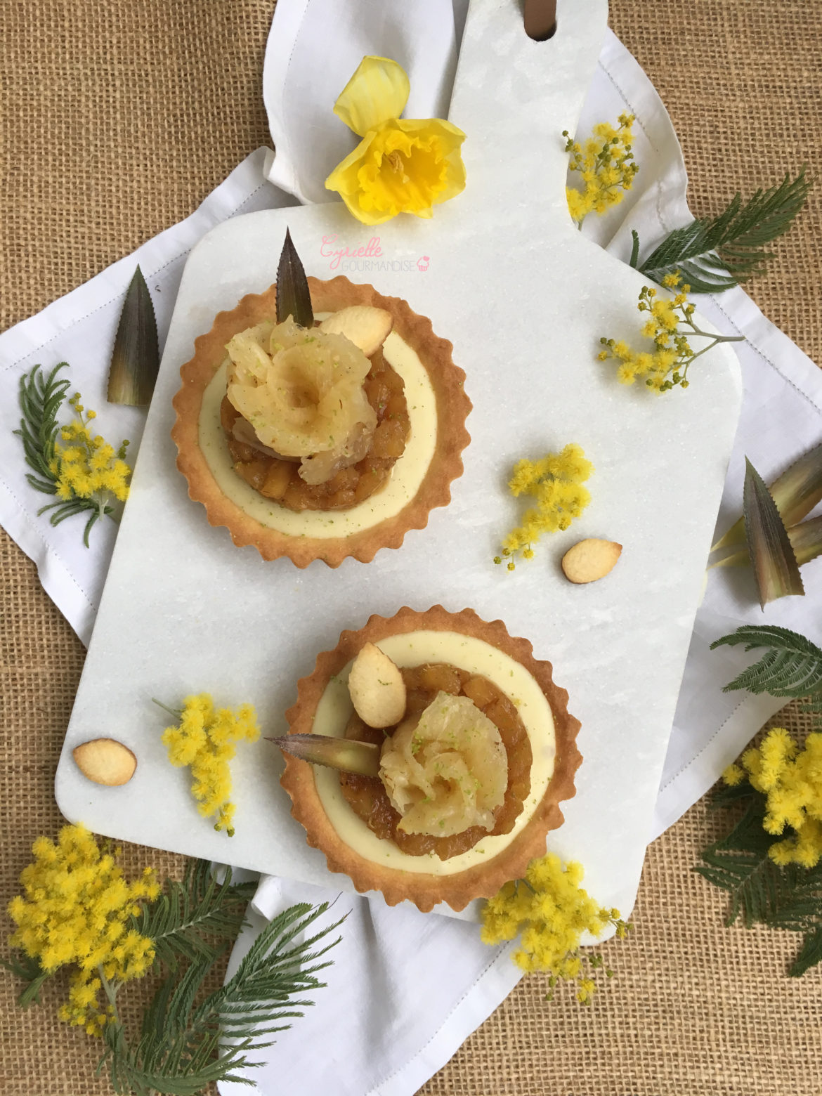 Tarte Chocolat Blanc, Ananas et Citron Vert