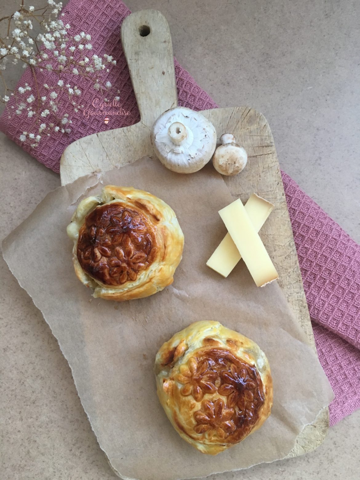 Mini-Tourte Comté, Champignons, Jambon – Croutibox