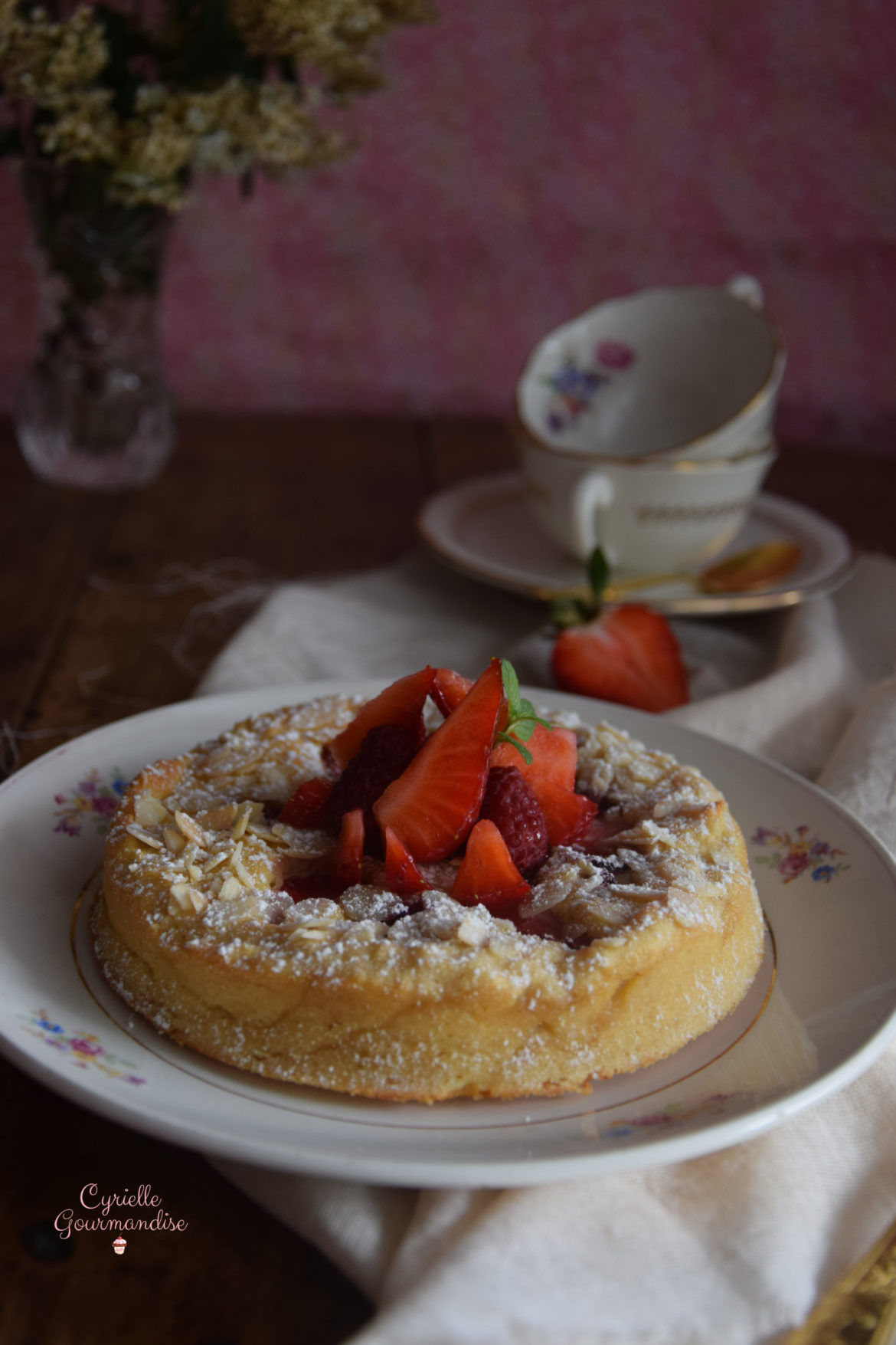 Gâteau Ricotta-Amandes-Fraises